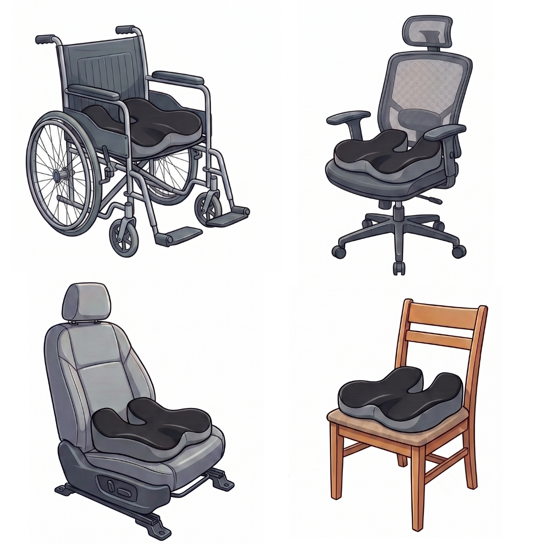 Cojín ergonómico con memory foam para silla de oficina, silla de ruedas, asiento de carro y silla de comedor
