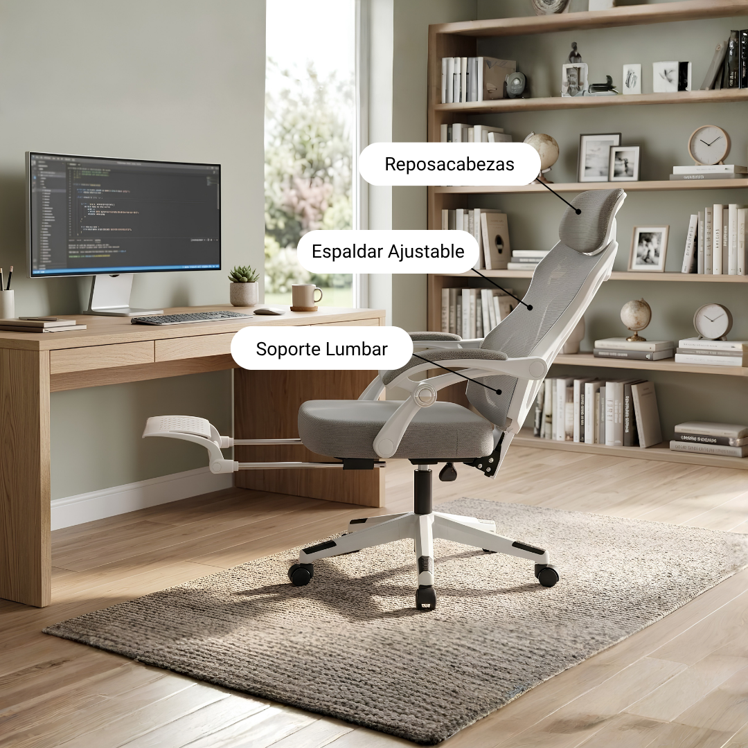 SILLA ERGONÓMICA RECLINABLE + REPOSAPIES - LYRA