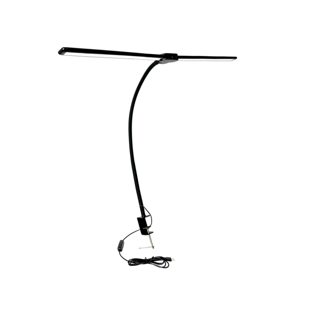 LÁMPARA LED DOBLE PARA ESCRITORIO CON BRAZO FLEXIBLE Y AJUSTABLE