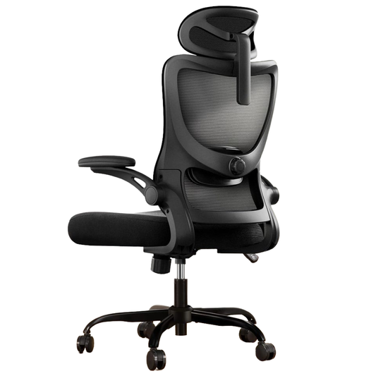 Silla ergonómica premium FORCE color negro, vista trasera de tres cuartos