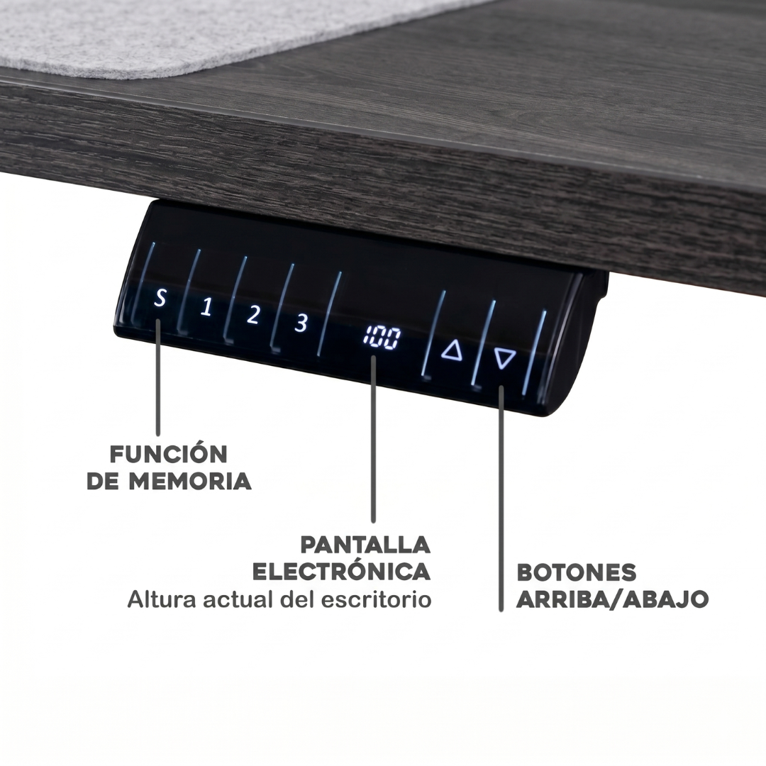 ESCRITORIO AJUSTABLE EN ALTURA ELÉCTRICO DUALMOTOR CON TABLA DE 140X70CM