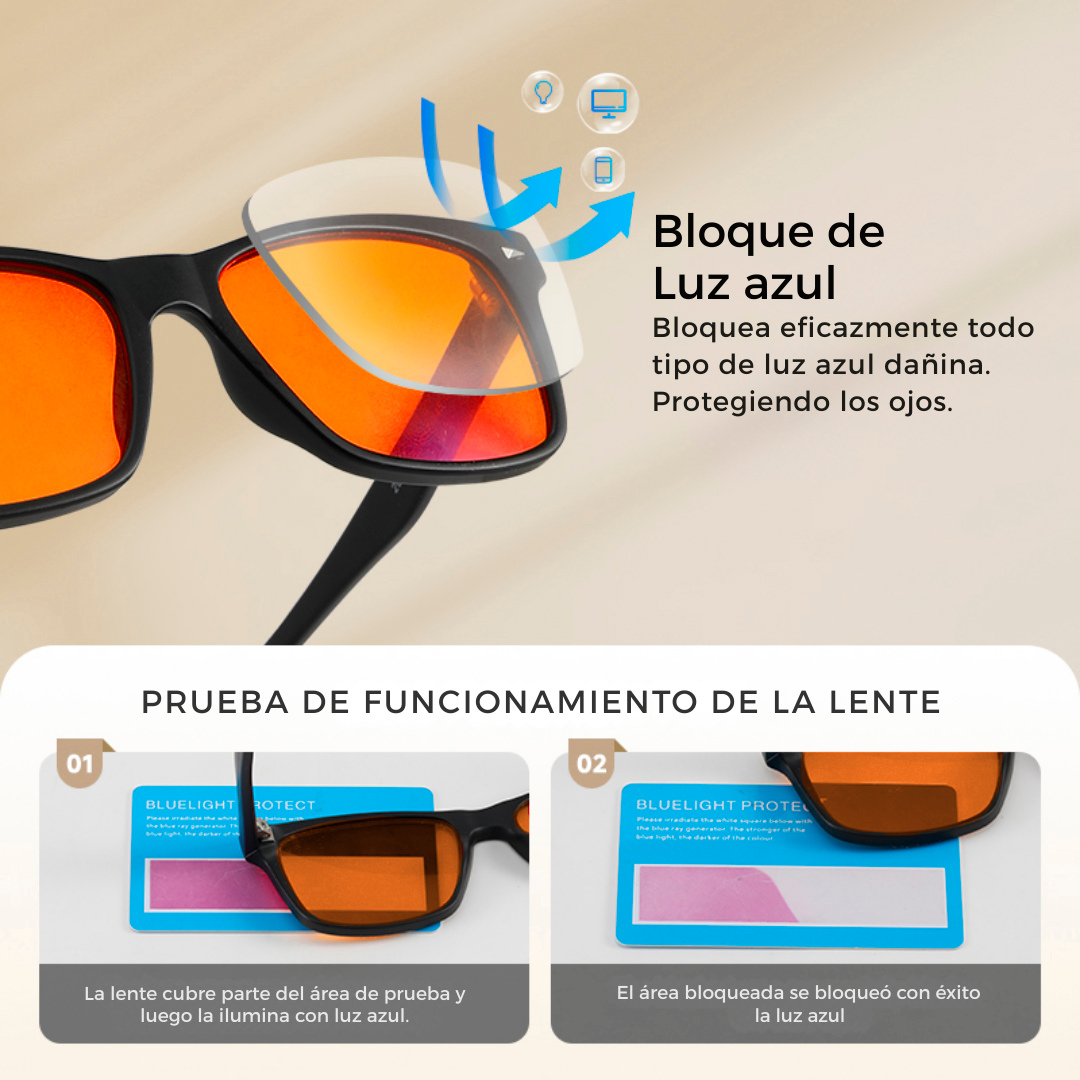 Gafas Bloqueo Luz Azul 96% Fotocromáticas para Pantallas en la Noche