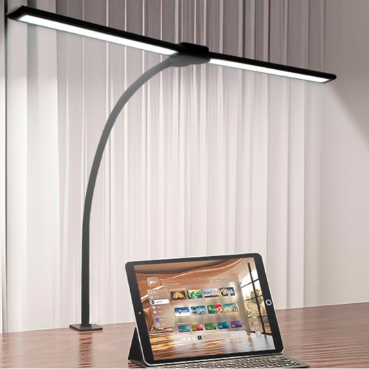 LÁMPARA LED DOBLE PARA ESCRITORIO CON BRAZO FLEXIBLE Y AJUSTABLE