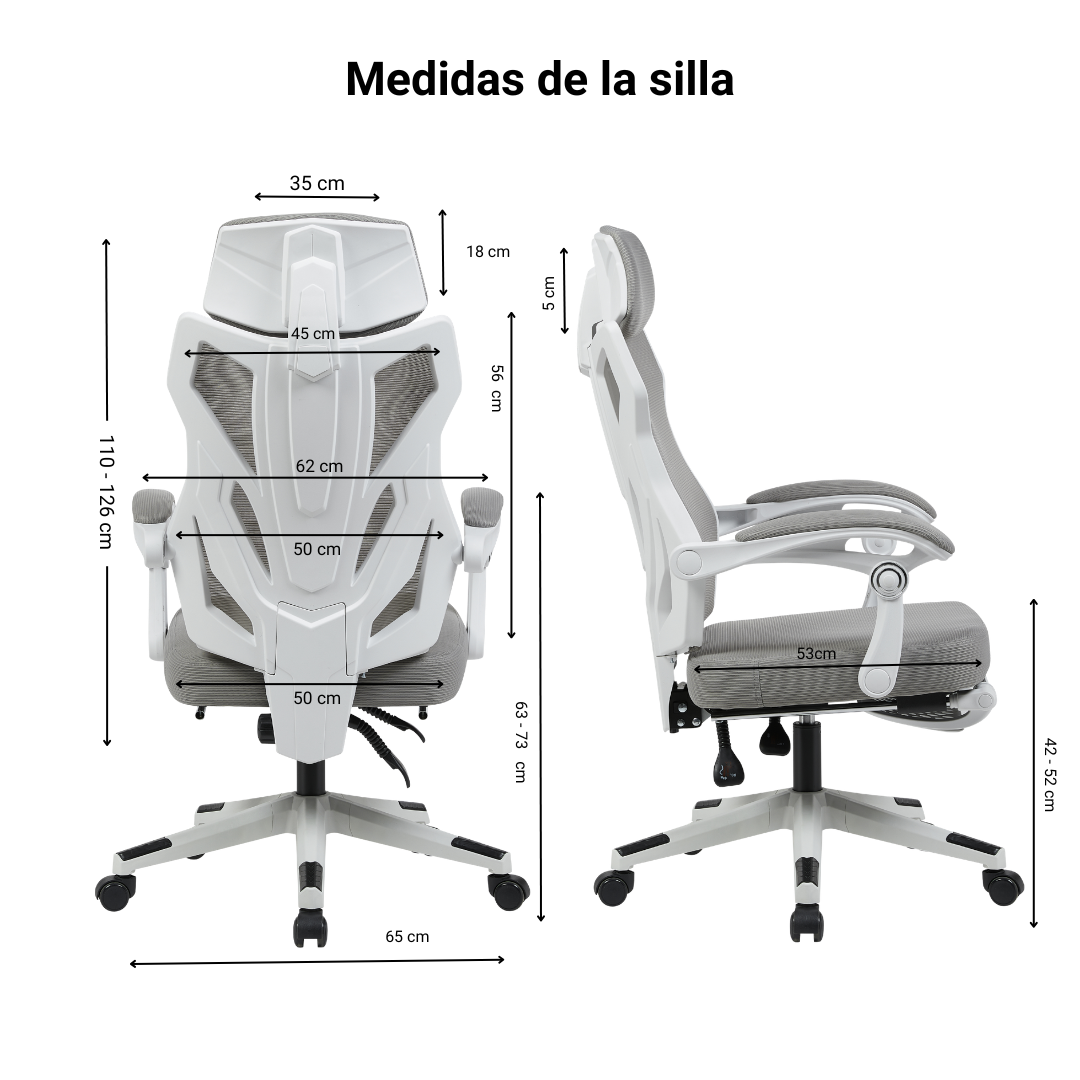 SILLA ERGONÓMICA RECLINABLE + REPOSAPIES - LYRA