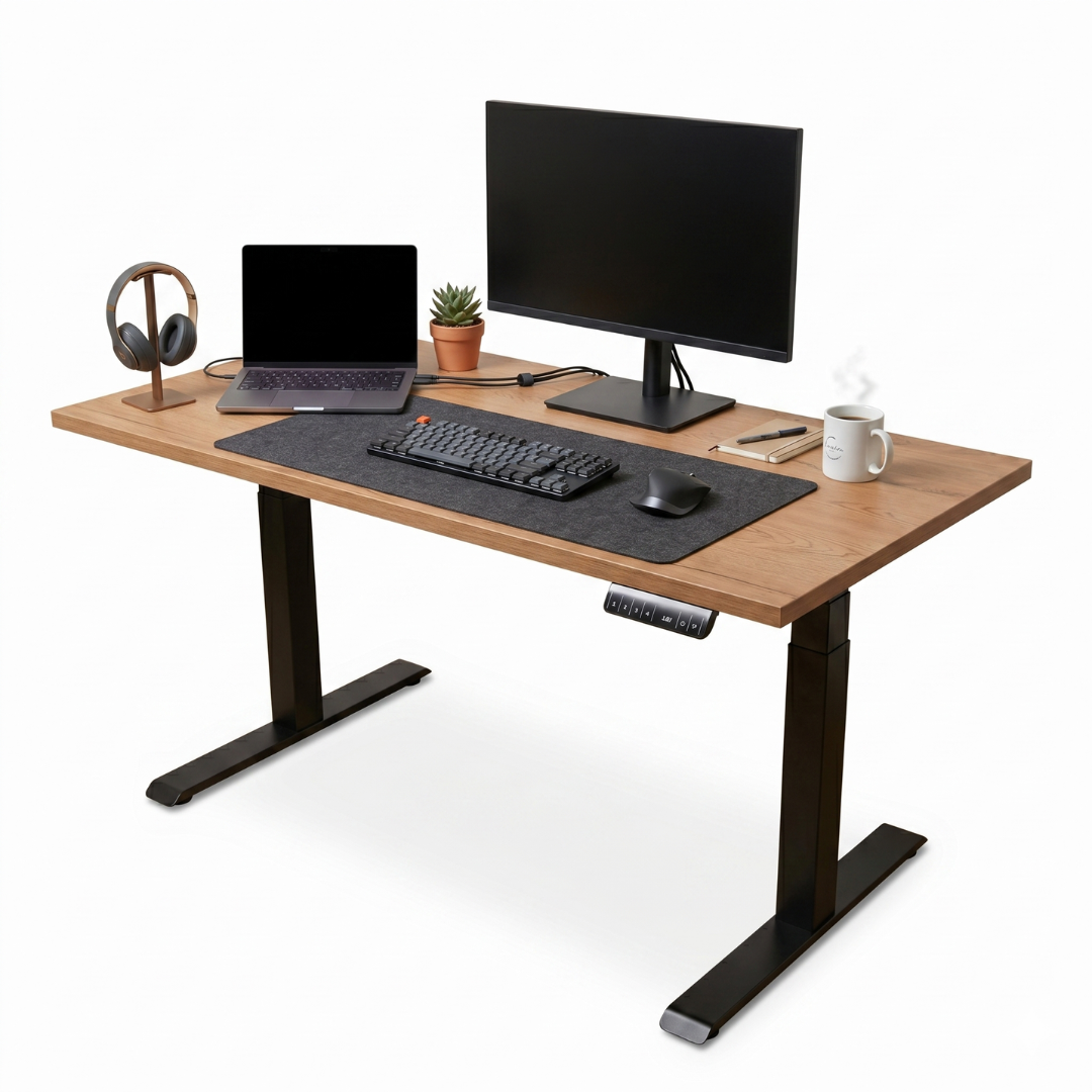 ESCRITORIO AJUSTABLE EN ALTURA ELÉCTRICO DUALMOTOR CON TABLA DE 140X70CM