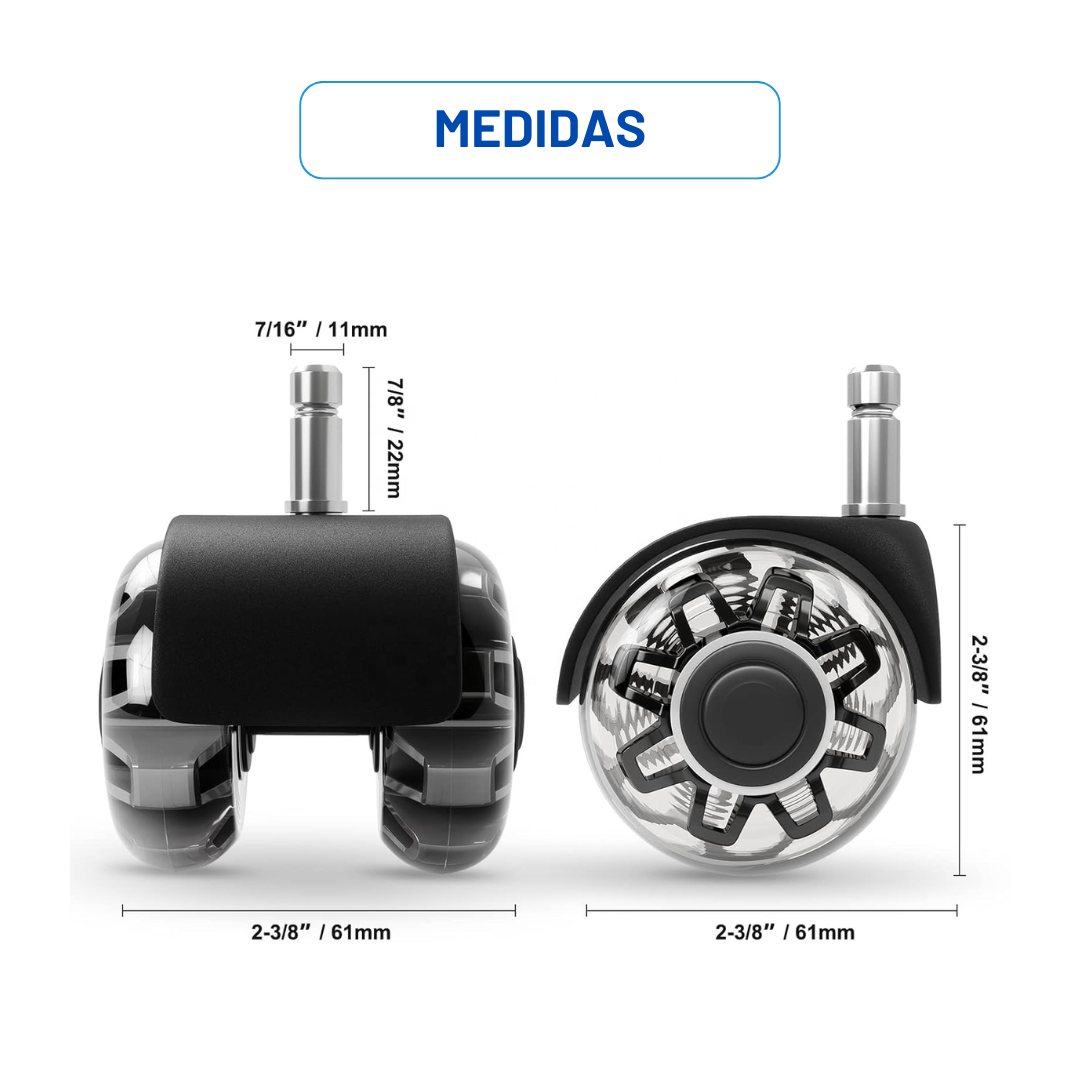 SET 5 LLANTAS PREMIUM EN GOMA PARA SILLA