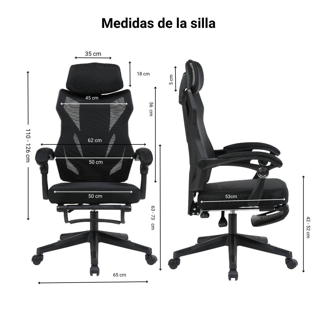SILLA ERGONÓMICA RECLINABLE + REPOSAPIES - LYRA