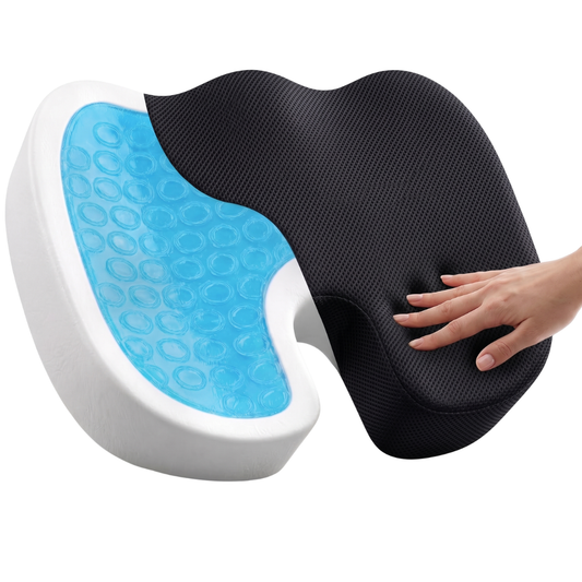 Cojín ergonómico con gel refrescante y memory foam, vista de doble capa - oficina en casa Colombia