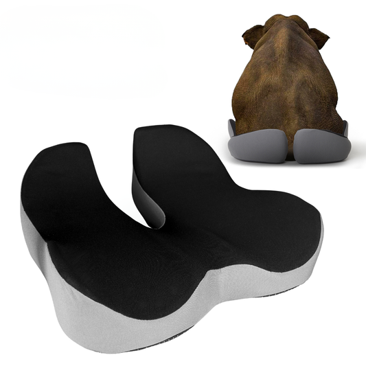 Comparación ilustrativa del corte ortopédico en U del cojín ergonómico con memory foam