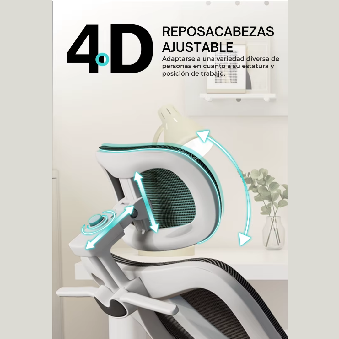 Reposacabezas ajustable 4D de la silla ergonómica ZIAN, se adapta a distintas estaturas