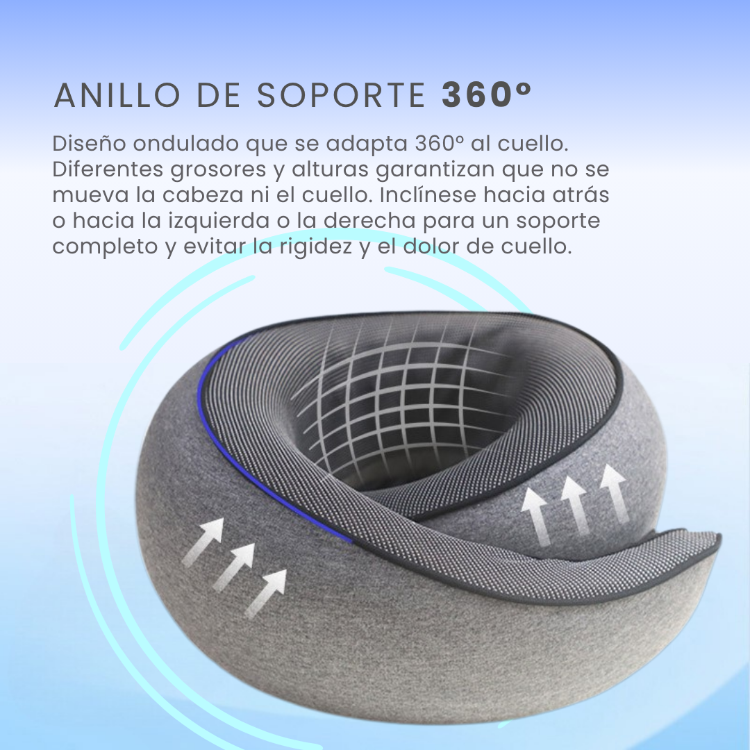 Cojín Cuello Viajero Soporte Ergonómico Cervical + Tapa Oídos + Tapa ojos