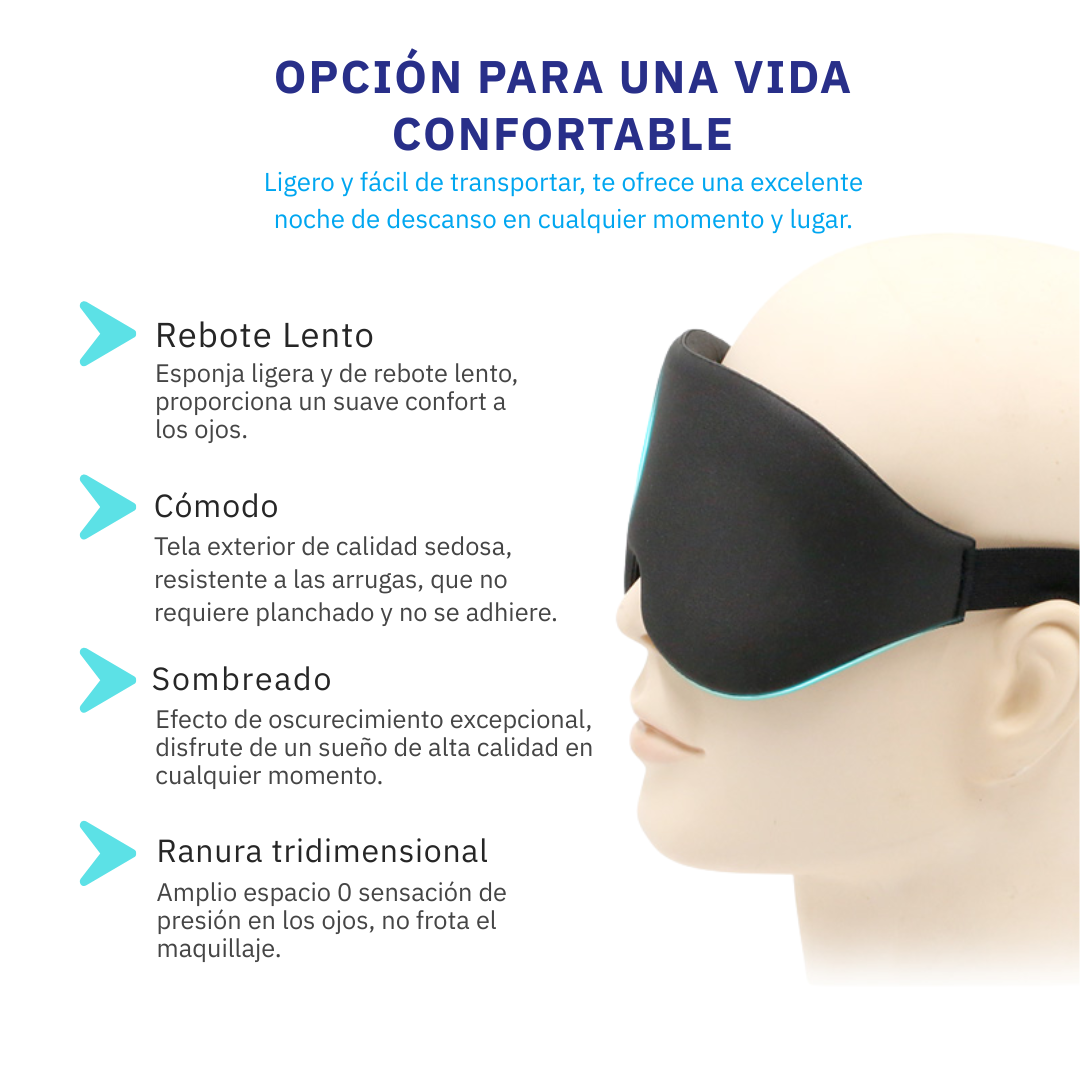 Mascara Antifaz para Dormir Cubre Ojos Transpirable y Ajustable