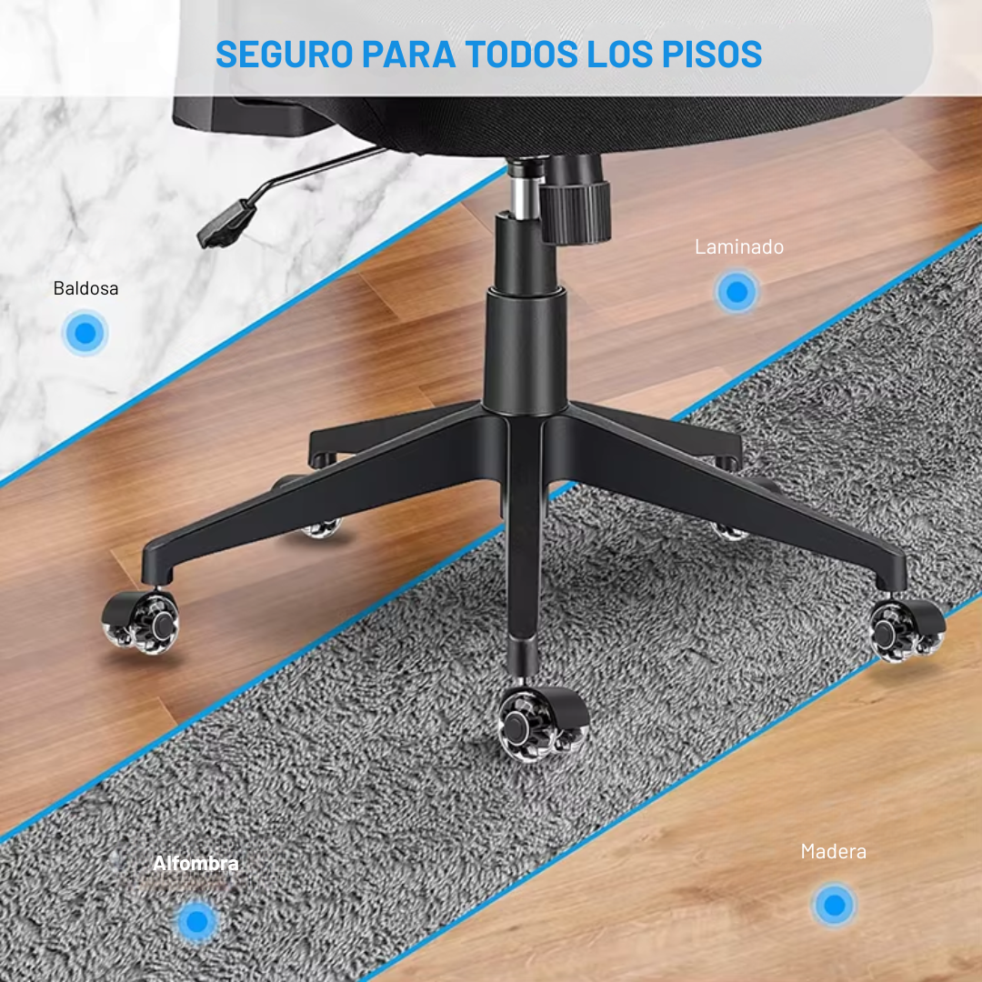 SET 5 LLANTAS PREMIUM EN GOMA PARA SILLA