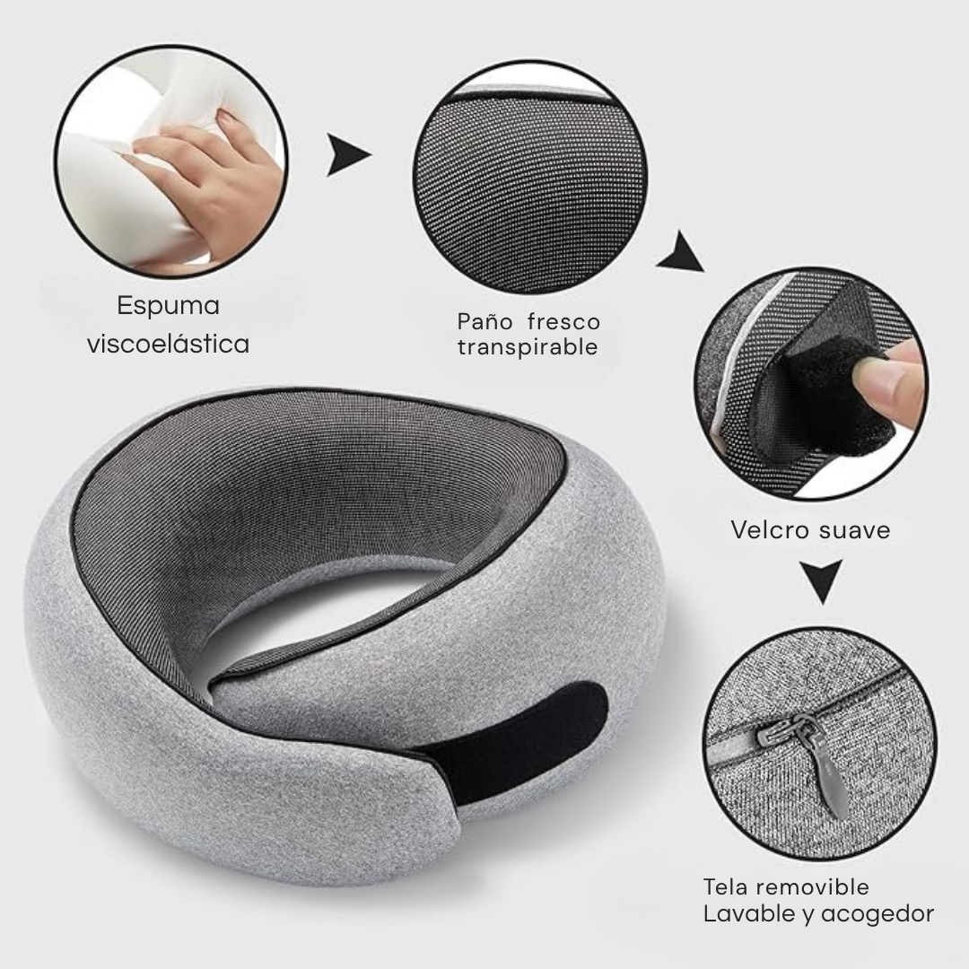 Cojín Cuello Viajero Soporte Ergonómico Cervical + Tapa Oídos + Tapa ojos