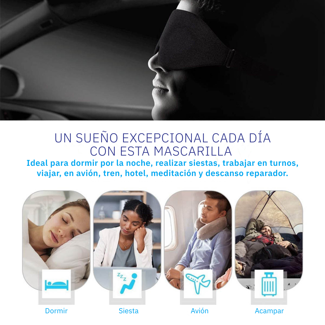 Mascara Antifaz para Dormir Cubre Ojos Transpirable y Ajustable