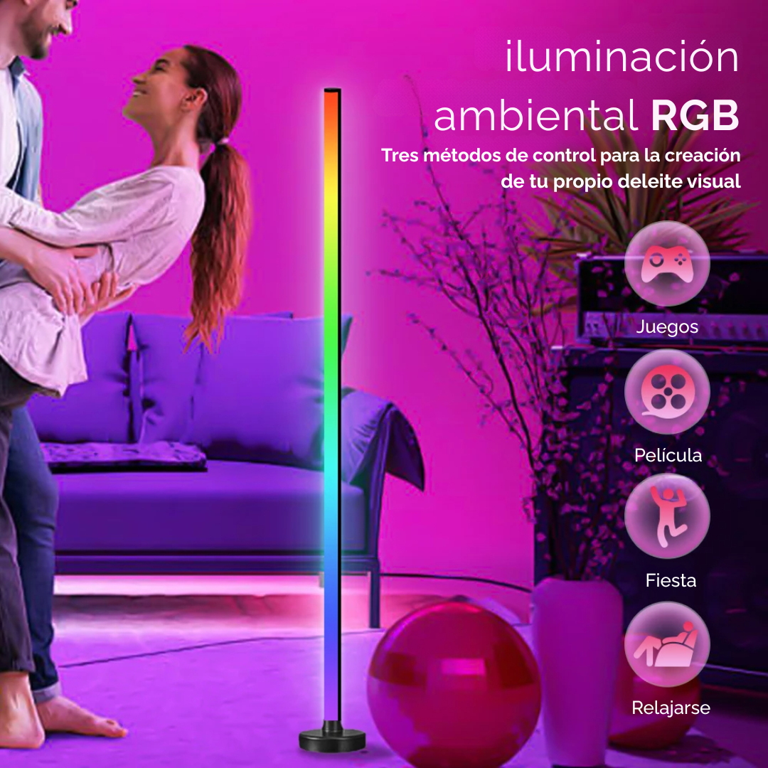 PAR DE LUCES DE PIE COLORES RGB AMBIENTACIÓN