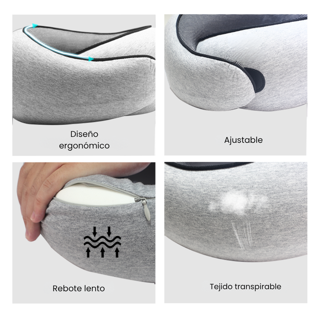 Cojín Cuello Viajero Soporte Ergonómico Cervical + Tapa Oídos + Tapa ojos