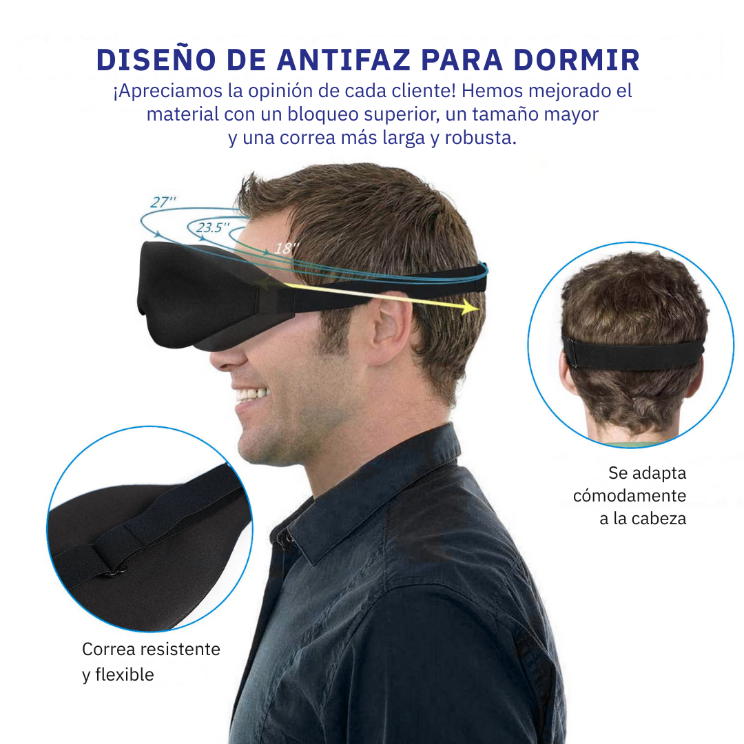 Mascara Antifaz para Dormir Cubre Ojos Transpirable y Ajustable