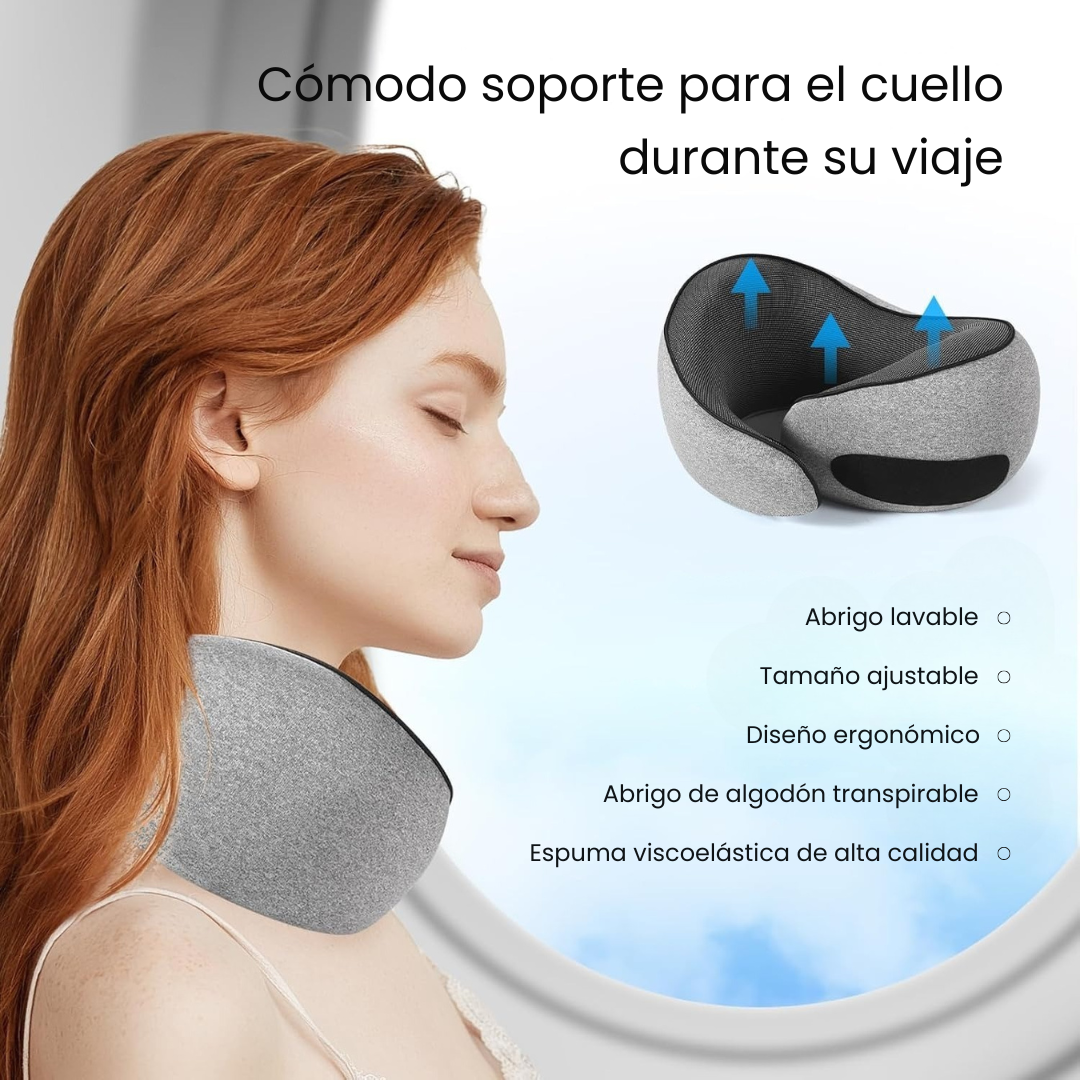 Cojín Cuello Viajero Soporte Ergonómico Cervical + Tapa Oídos + Tapa ojos
