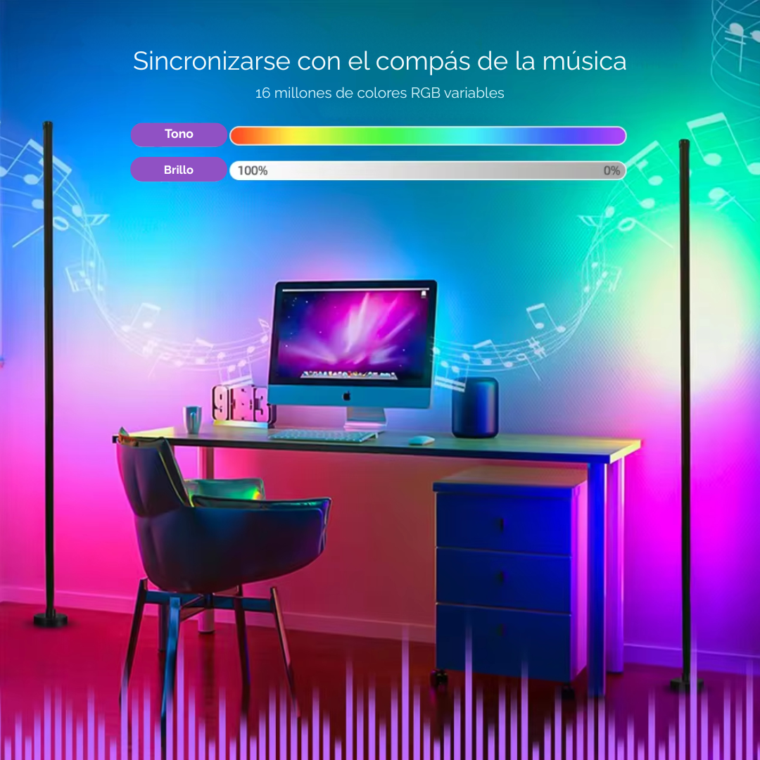 PAR DE LUCES DE PIE COLORES RGB AMBIENTACIÓN