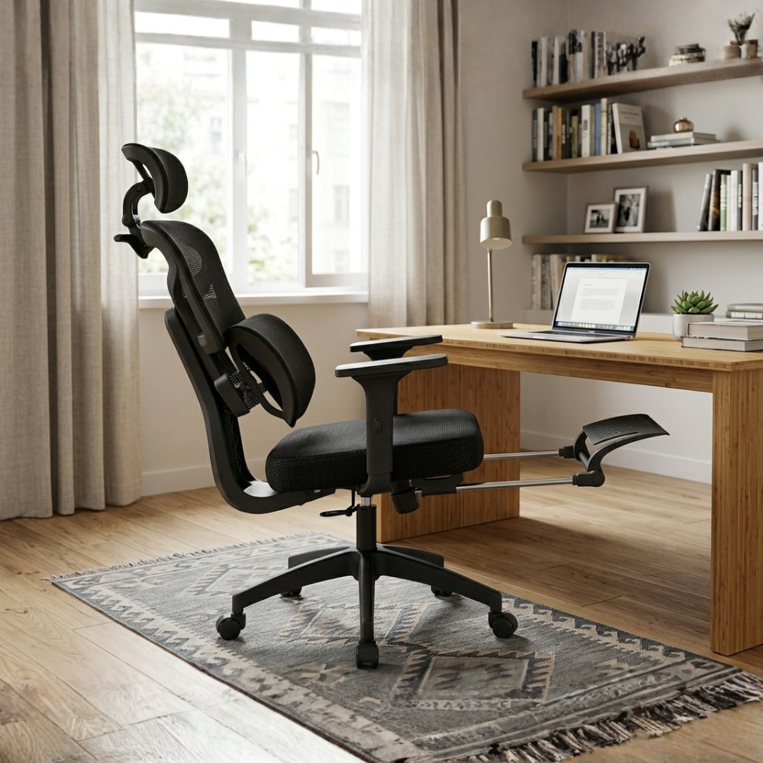 Silla reclinable ergonómica Magnum en un escritorio de oficina en casa