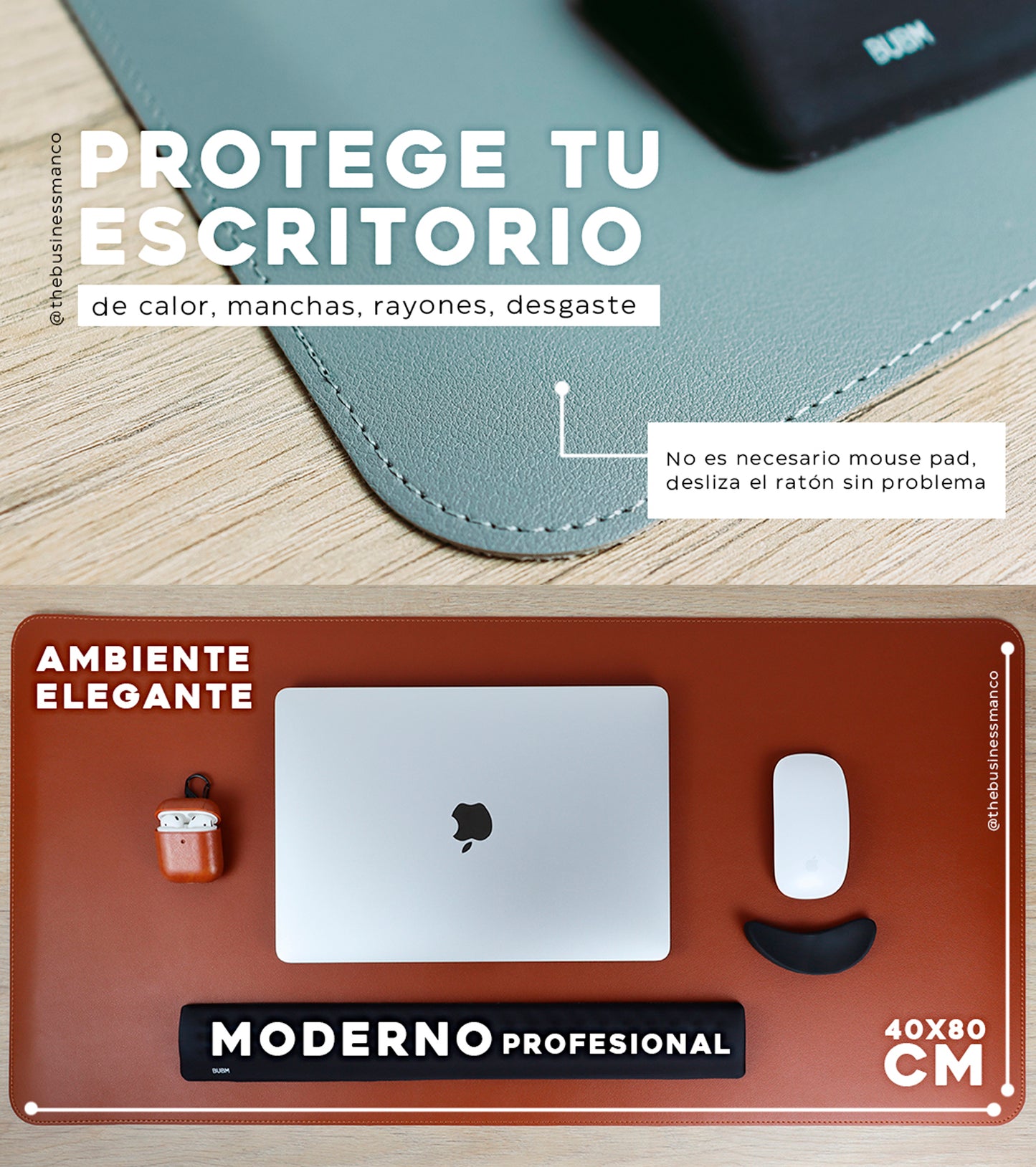 DESKPAD EN CUERO VEGANO 40X80 CM